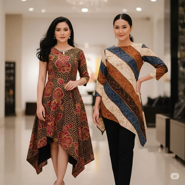 Model Batik Asimetris untuk Tampilan Lebih Tinggi. Foto: Gemini