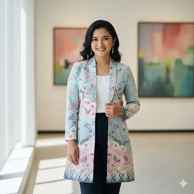 Blazer Batik Panjang Warna Pastel