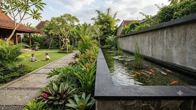 Desain Kolam Ikan dengan Bibir Tinggi agar Aman untuk Balita