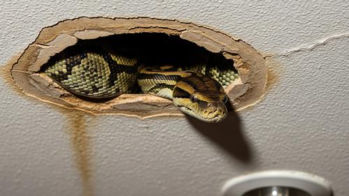 Ular Piton di Plafon Rumah