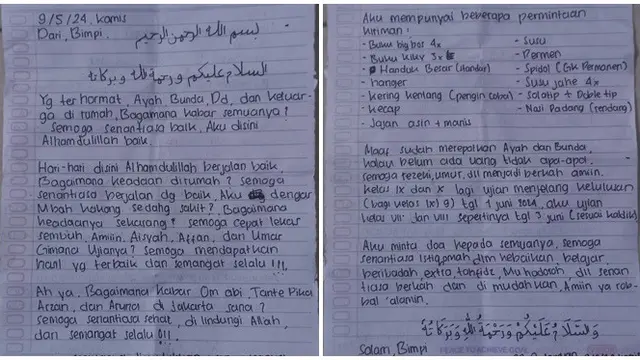 6 Potret Surat Anak Pondok untuk Orang Tua di Rumah Ini Kocak