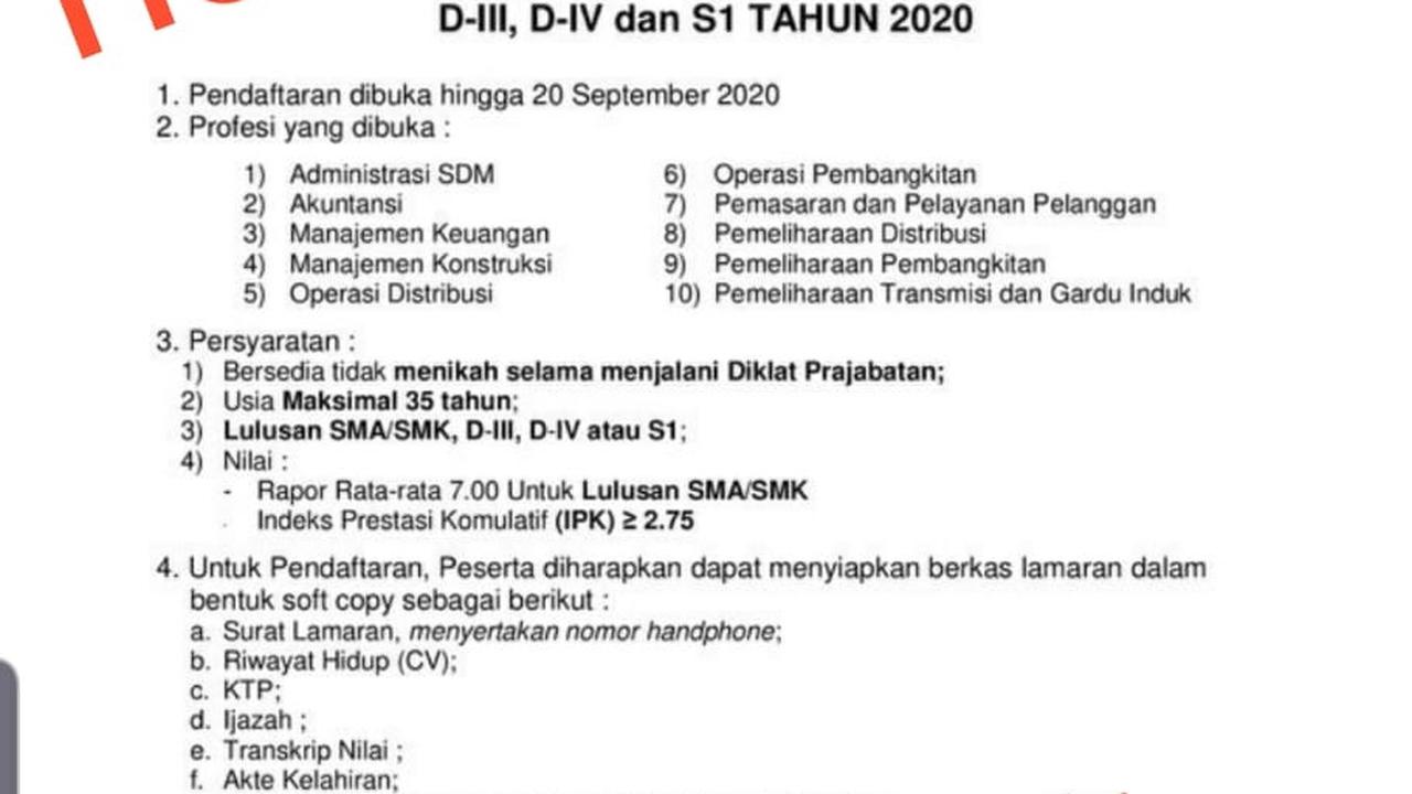 Lowongan kerja palsu PLN.