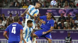 Gol tunggal kemenangan Prancis U-23 dicetak Jean-Philippe Mateta pada awal babak pertama. (ROMAIN PERROCHEAU/AFP)