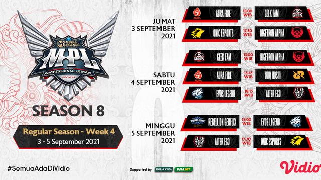 Saksikan, Link Live Streaming MPL Indonesia Season 8 Pekan Keempat di Vidio 3-5 September 2021
