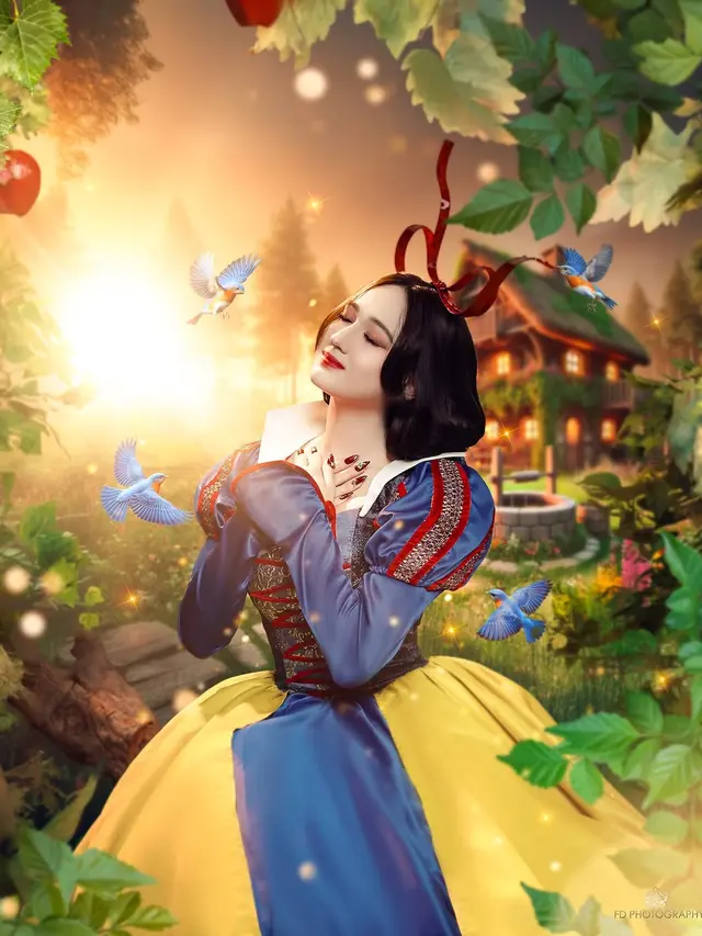 5 Gaya Totalitas Laura Moane Coplay ala Snow White dengan Gaun Ikonik yang Memukau