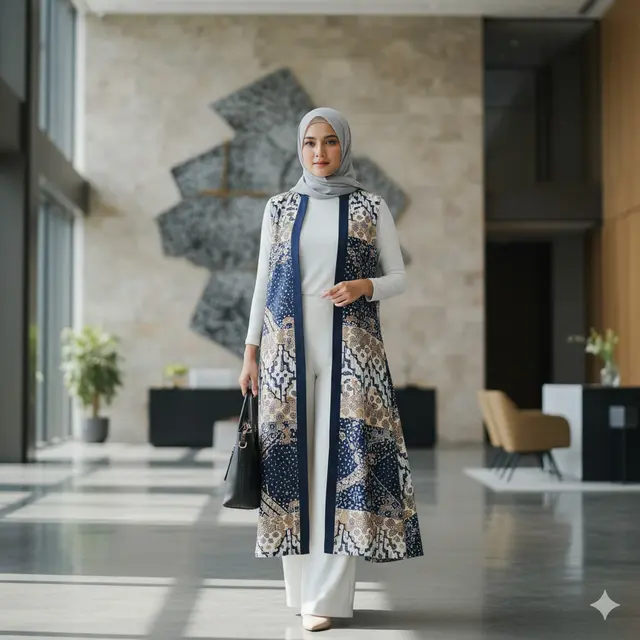 Model Outer Batik Panjang Layering