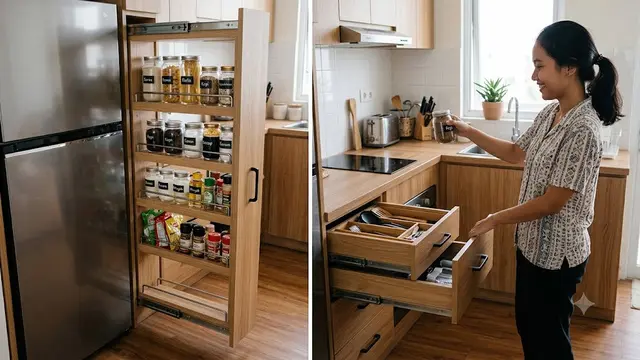 Ide Pantry Geser untuk Dapur Sempit (AI Generated)