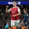 Striker Arsenal Viktor Gyokeres merayakan&nbsp;golnya ke gawang Atletico Madrid di matchday 3 league phase Liga Champions 2025/26 di Emirates Stadium, Rabu (22/10/2025) dini hari WIB. (AP Photo/Alastair Grant)