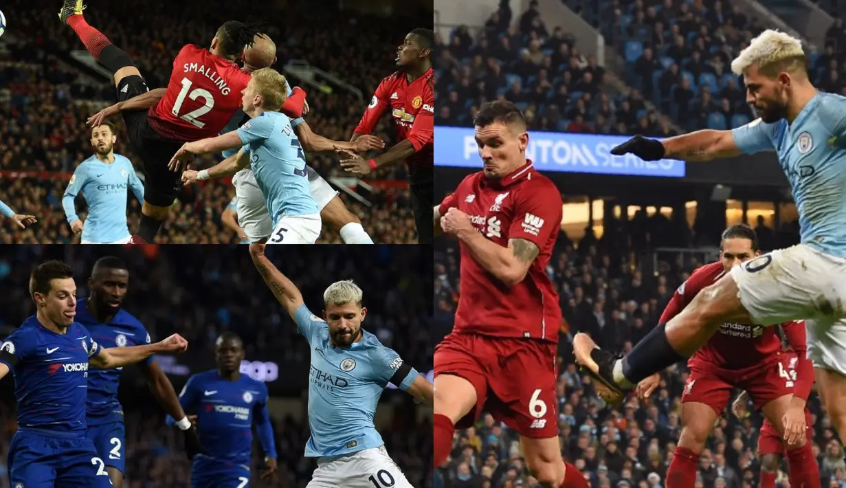 Manchester City meraih gelar keenam Premier League musim ini usai meraih kemenangan kontra Brighton Albion di laga pamungkas. Memenangkan laga besar menjadi satu dari sekian kunci Man City bisa meraih gelar tersebut. (Kolase Foto AFP)