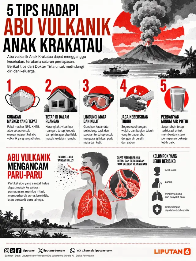 Infografis: Tips Hadapi Abu Vulkanik Anak Krakatau.