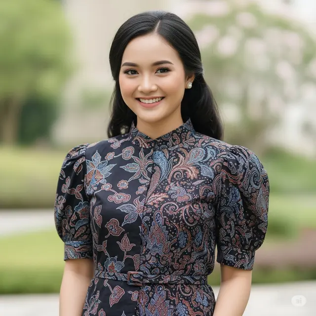 Janggan Blouse dengan Aksen Puff Sleeve