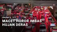 Akibat hujan deras yang turun di jam pulang kerja, kemacetan panjang pun terjadi di sejumlah wilayah Jakarta, termasuk ruas tol dalam kota.