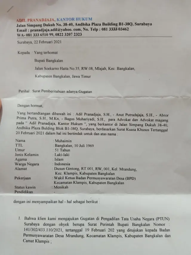 surat gugatan