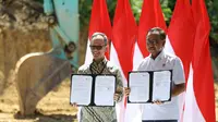 Otoritas Jasa Keuangan (OJK) bersama Otorita Ibu Kota Nusantara (IKN) menandatangani rencana pembangunan gedung kantor baru di IKN Nusantara, Kamis (29/02/2024).