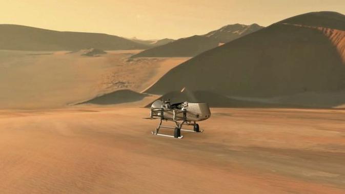 NASA akan menerbangkan helikopter drone senilai US$ 1 miliar ke bulan Saturnus, Titan, pada 2030. (NASA)