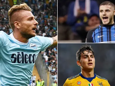 Berikut ini top scorer Serie A Italia 2017/2018 hingga pekan ke-11, Striker Lazio, Ciro Immobile berada di Puncak. (Kolase foto-foto dari AFP dan AP).