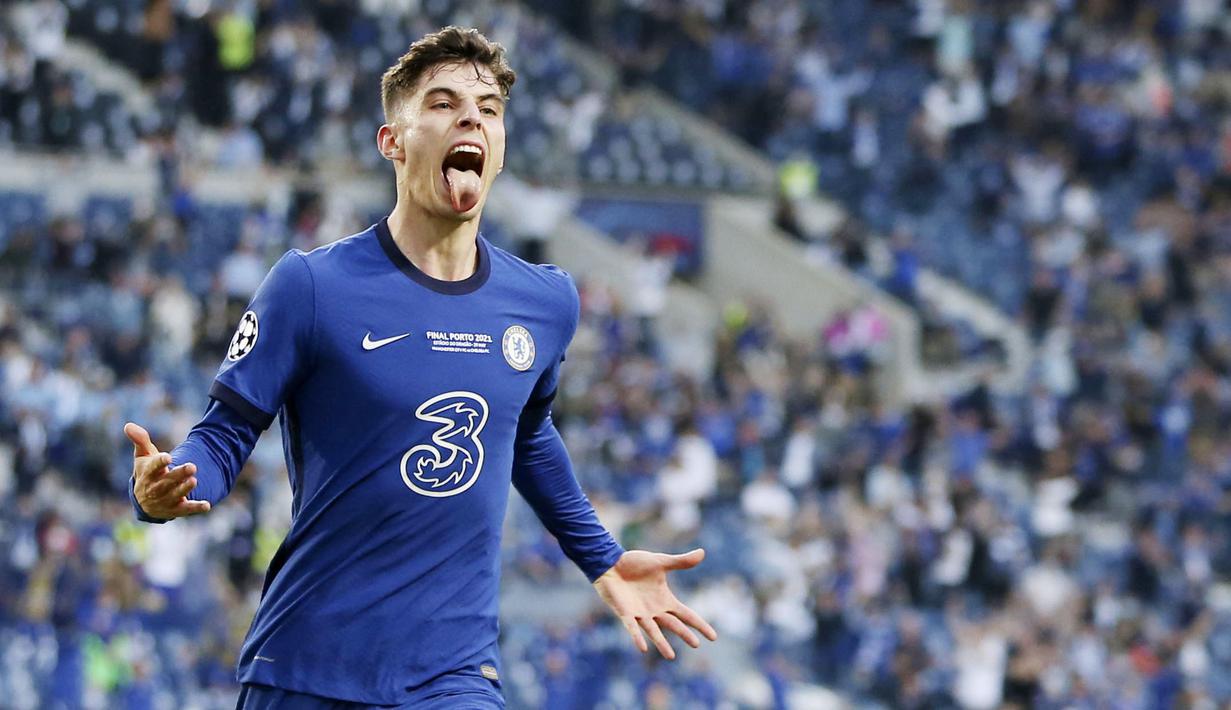 Kai Havertz - Pemain termahal Chelsea ini sukses menjadi pahlawan kemenangan The Blues atas Manchester City. Gol semata wayang Havertz cukup untuk membawa Chelsea mengangkat trofi Si Kuping Besar untuk kedua kalinya. (Jose Coelho/Pool via AP)