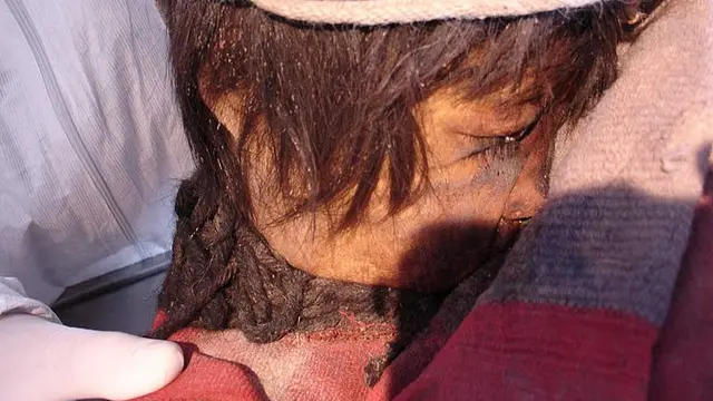 Tiga jasad anak kecil ditemukan dalam kondisi telah menjadi mumi yang terawat baik di puncak gunung berapi Llullaillaco di Argentina (Wikipedia/Creative Commons)