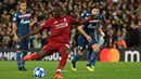 Peringkat tiga dalam daftar lima pencetak gol terbanyak Liverpool di Liga Champions ditempati Sadio Mane. Pemain asal Senegal itu sudah mengoleksi 17 gol. (Foto: AFP/Oli Scarff)