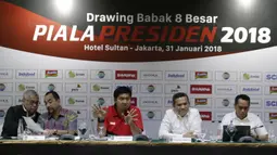 Ketua Steering Committee, Maruarar Sirait, saat drawing babak 8 besar Piala Presiden 2018 di Hotel Sultan, Jakarta, Rabu (31/1/2018). Pertandingan di fase 8 besar akan digelar di Stadion Manahan, Solo, 3 dan 4 Februari 2018. (Bola.com/M Iqbal Ichsan)