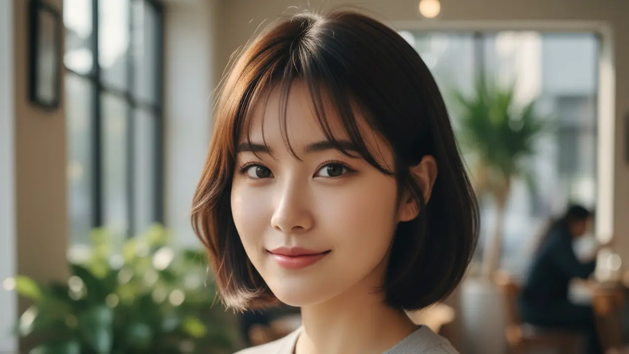 Poni Tipis See-Through yang Menampilkan Dahi dengan Efek Wajah Memanjang