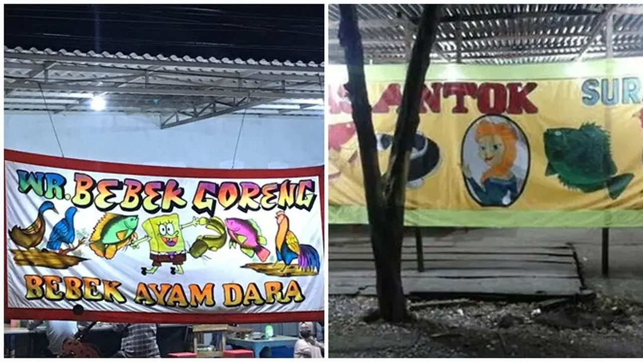6 Gambar Nyeleneh di Spanduk Jualan Makanan Ini Bikin Pembeli Tepuk Jidat