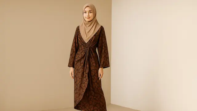 Model Dress Batik Modern/Ilustrasi gambar oleh AI