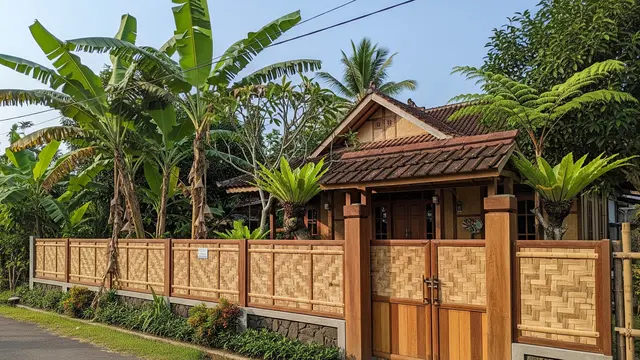 Pagar Kayu Kombinasi Bambu