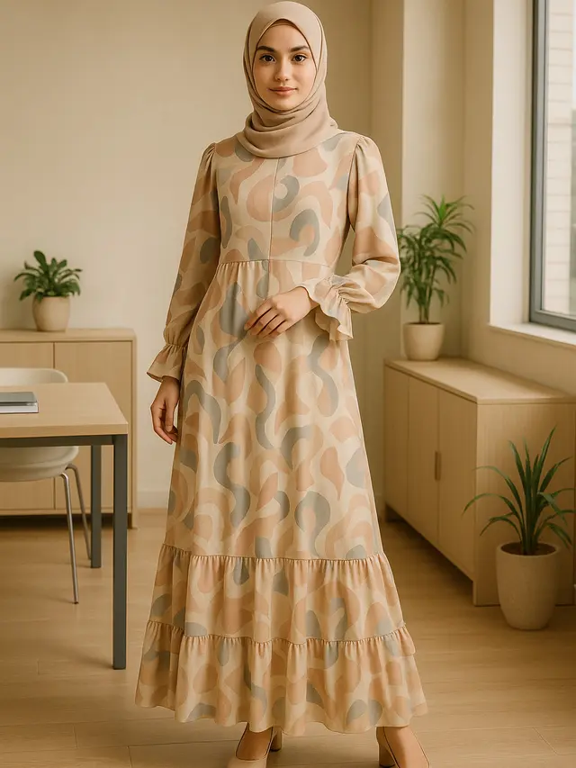 Model Gamis Motif Abstrak