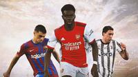 Ilustrasi - Pedri, Bukayo Saka, Dusan Vlahovic (Bola.com/Adreanus Titus)