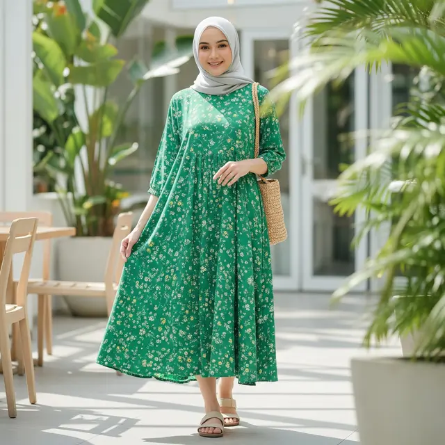 9 Model Gamis A-line dari Rayon untuk Liburan, Pilihan Tepat Tampil Nyaman
