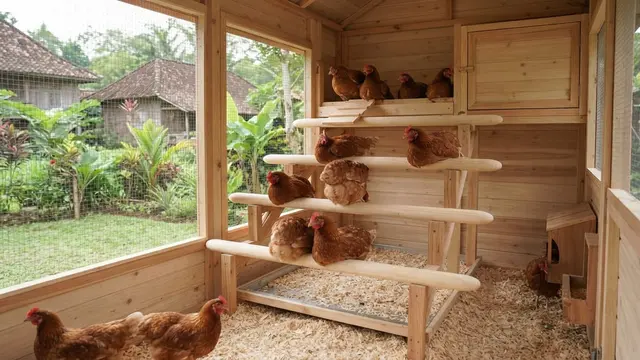 Model Kandang Ayam dengan Tempat Bertengger Bertingkat