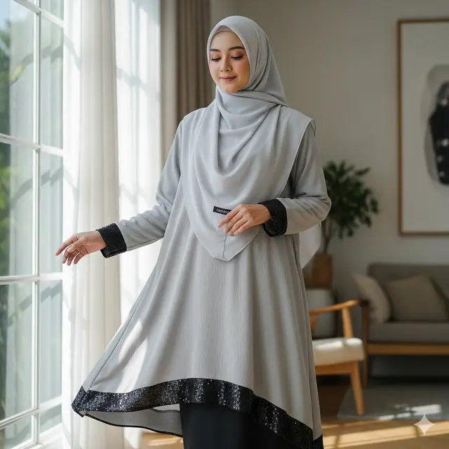 Model Gamis Syari Simple tapi Mewah yang Lagi Jadi Incaran Muslimah (Image by ChatGPT)