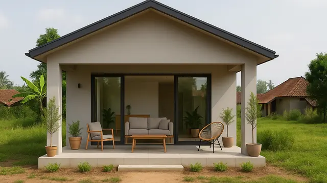 Model Rumah Tembok Minimalis Modern di Desa/ Ilustrasi gambar oleh AI