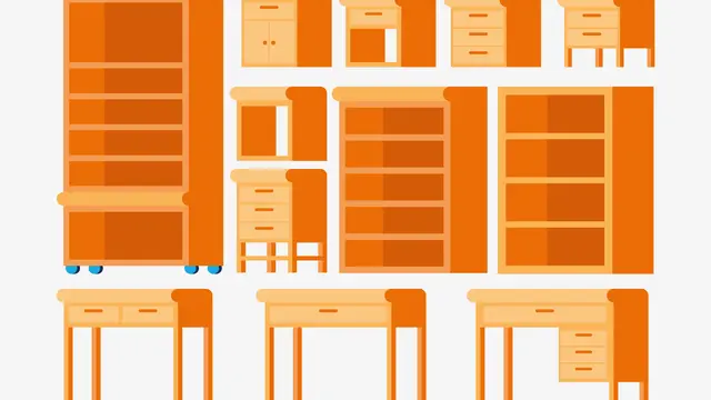 Ilustrasi furnitur dari kayu