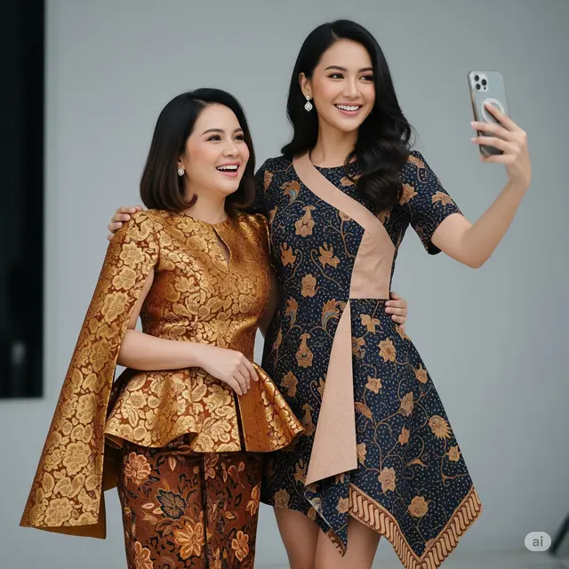 Model Batik Kombinasi Brokat Lengan Layer Modis 2025. Foto: Gemini