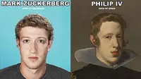 (Foto: Ancint Code) Mark Zuckerberg disangka penjelajah waktu karena mirip dengan Raja Spanyol Philip IV