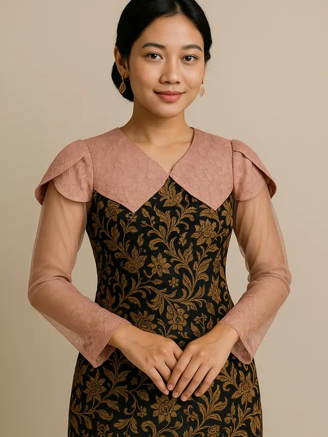 Model Batik Brokat Kombinasi Lengan Petal Terbaru 2025 (Image by ChatGPT)