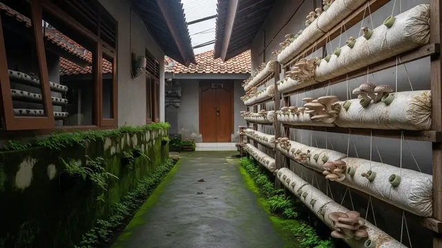 Ide Kebun Jamur Mini di Lorong Samping Rumah/Gemini AI