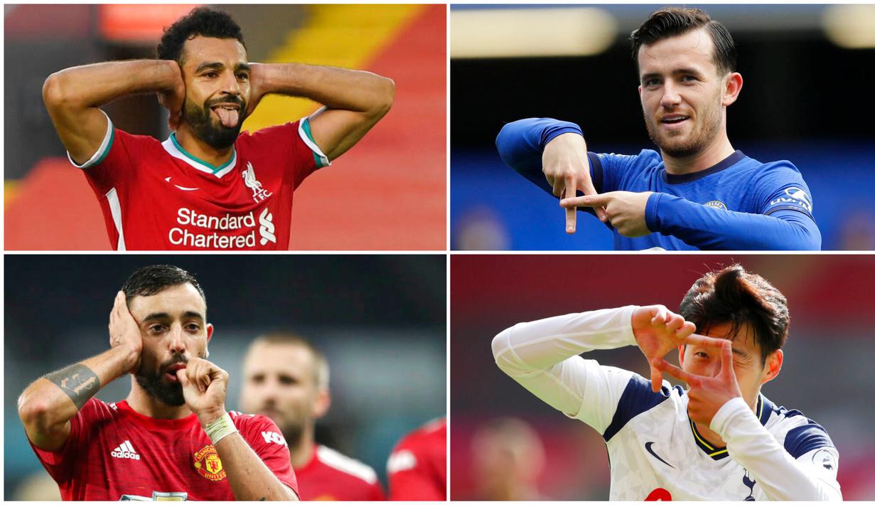 Berikut parade perayaan gol dengan gaya unik di Liga Inggris musim 2020/2021. Mulai dari aksi tutup telinga Mohamamed Salah hingga isap jempol Bruno Fernandes