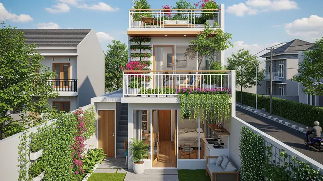 Desain Rumah Kecil dengan Rooftop Garden/ Ilustrasi AI