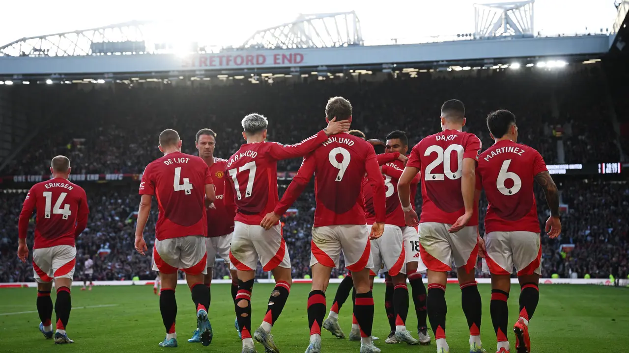 Selebrasi pemain Manchester United saat melawan Brentford di Liga Inggris