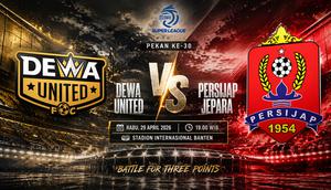 Cover prediksi Dewa United versus Persijap Jepara di BRI Super League. (Bola.com/ChatGPT)