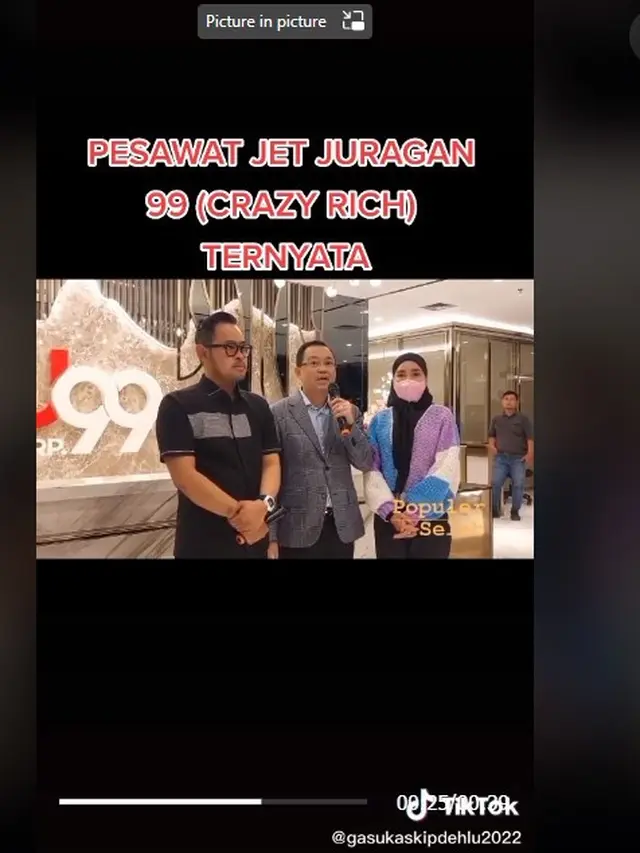 Reaksi Shandy Purnamasari saat Gilang Juragan 99 menjelaskan soal kepemilikan jet pribadi disorot warganet (TikTok)