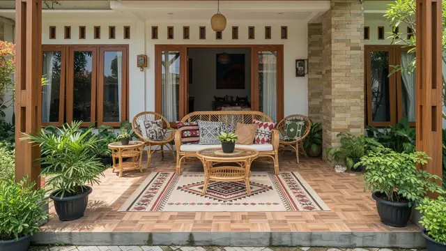 Konsep Rustic dengan Furniture Rotan