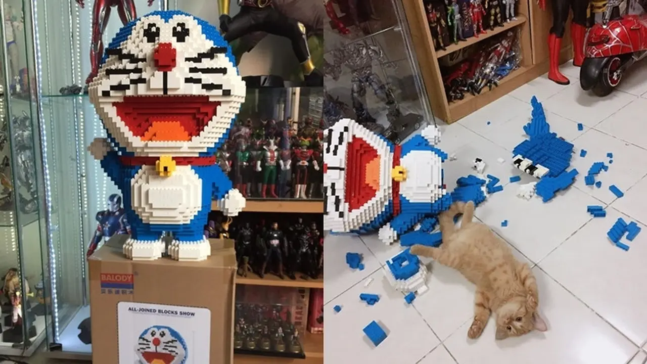 Kucing Oranye Hancurkan Patung Lego Pemiliknya, Ingin Marah tapi Enggak Bisa
