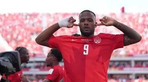Selebrasi Cyle Larin di laga Kanada vs Bosnia dan Herzegovina di matchday 1 Grup B Piala Dunia 2026 di Toronto Stadium, Toronto, Kanada, Sabtu (13/06/2026) dini hari WIB. (AP Photo/Sam Balkansky)