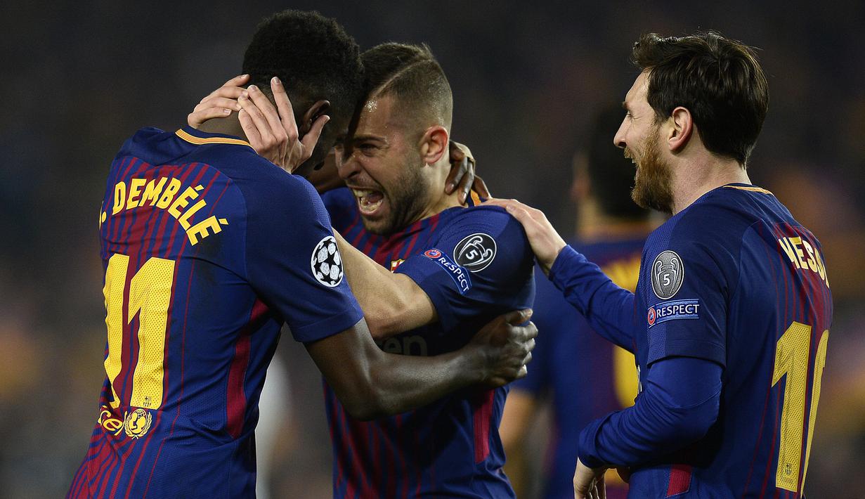 1. Barcelona - Lolos ke babak perempat final setelah menang agregat 4-1 atas Chelsea. (AFP/Josep Lago)