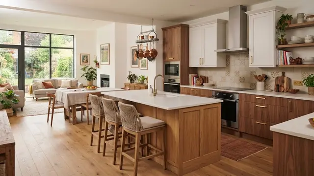 Dapur Terbuka dengan Sentuhan Material Kayu