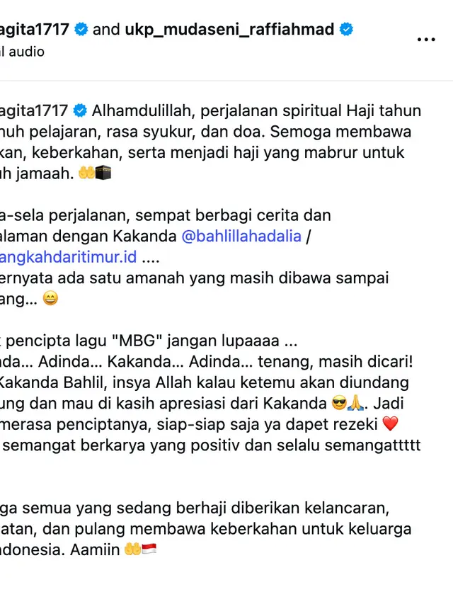Unggahan Raffi Ahmad. (Foto: Dok. Instagram @raffinagita1717)